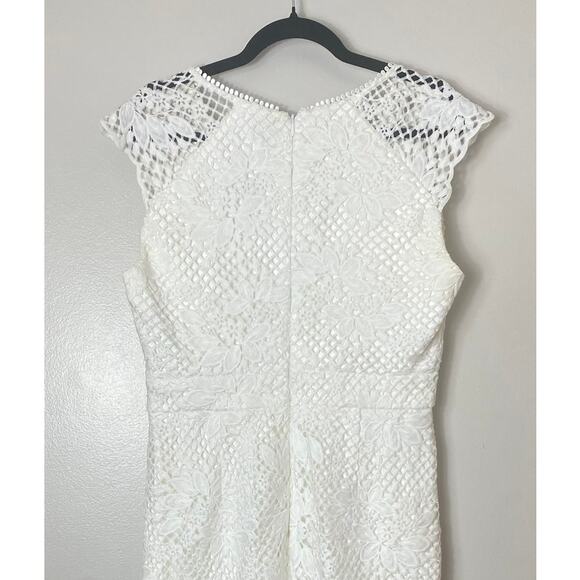 NWT BHLDN MONIQUE LHUILLIER DRESS 14 FLORAL WHITE LACE COCKTAIL BRIDAL WEDDING - Picture 10 of 16